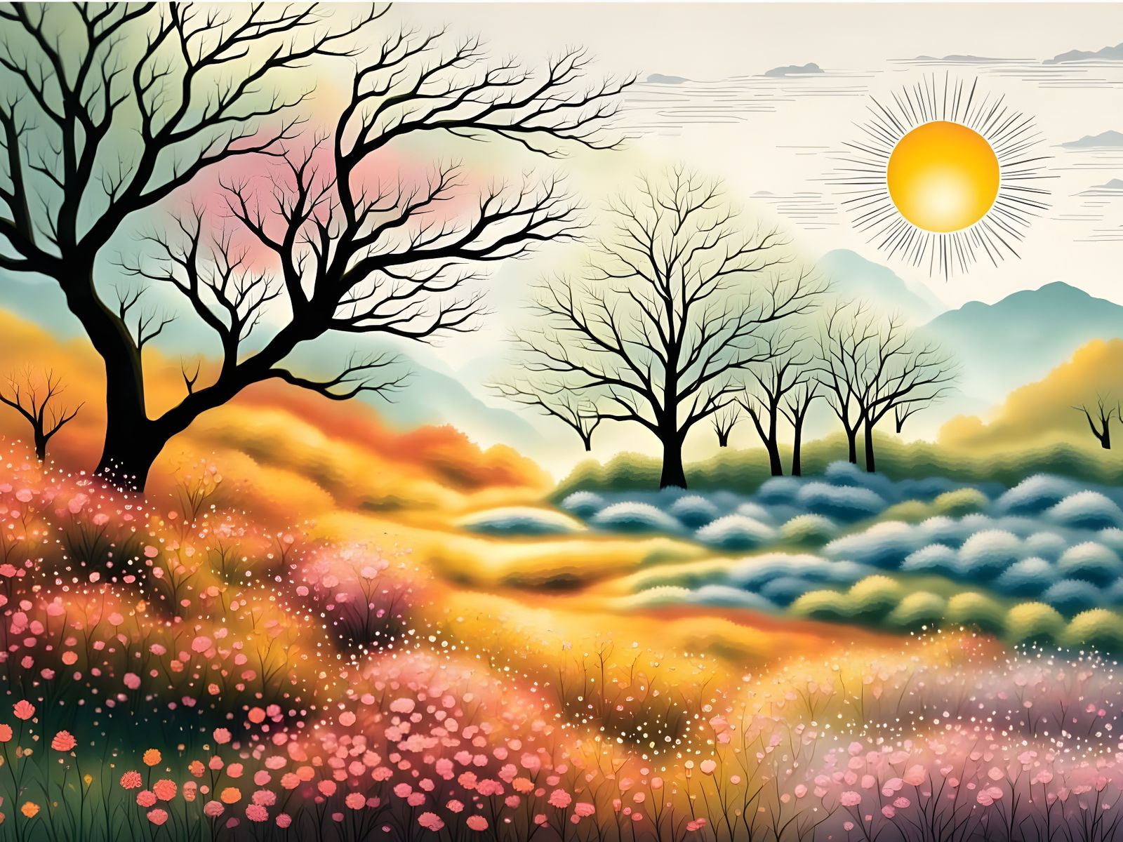 Rising sun in a Smithsonian Spring