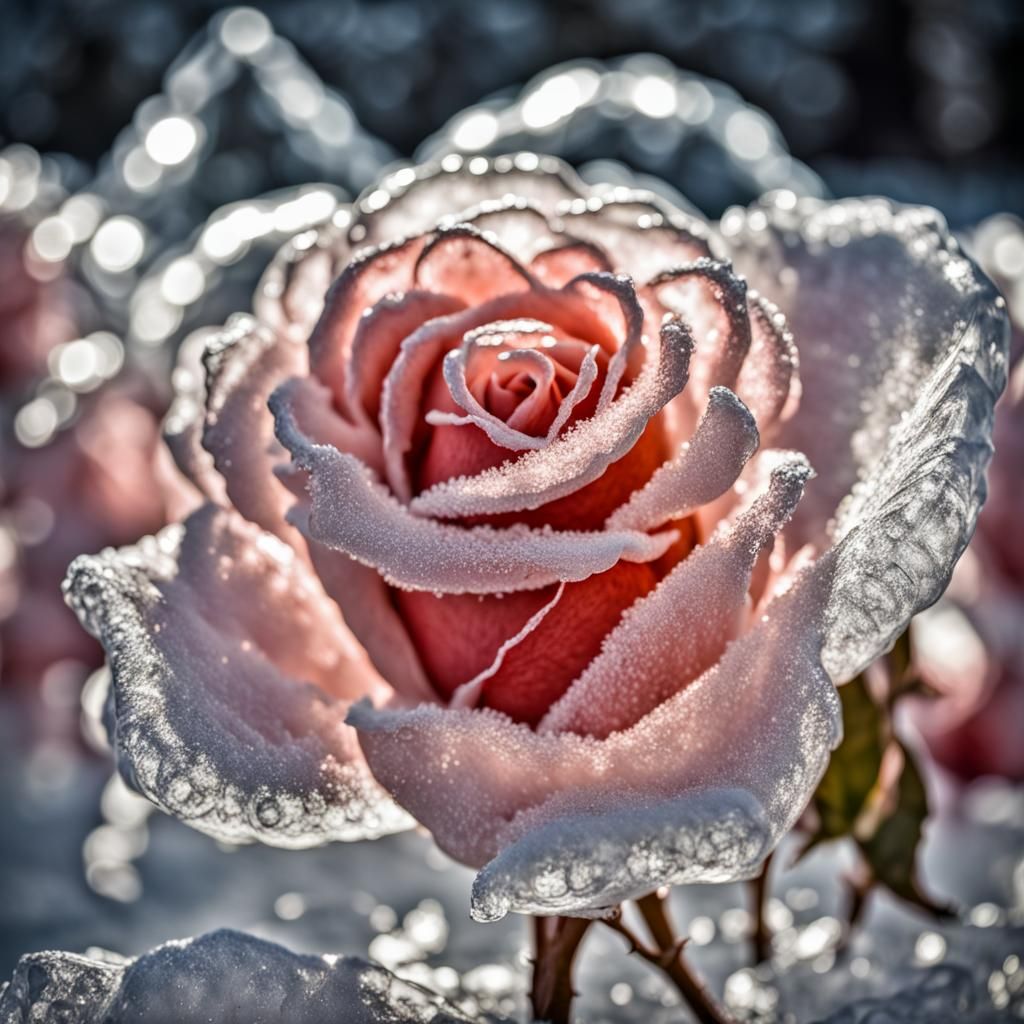 Rose ice sculpture  by @Rem