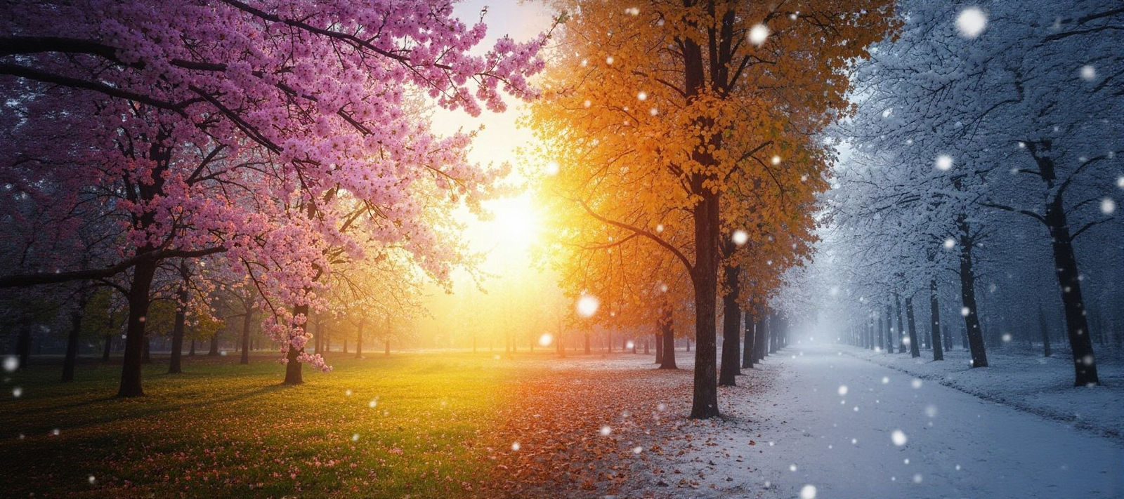 A picturesque interweaving of all four seasons, spring, summer, autumn, winter, by Igor Morski. Contrasting ...  by @AutumnBear