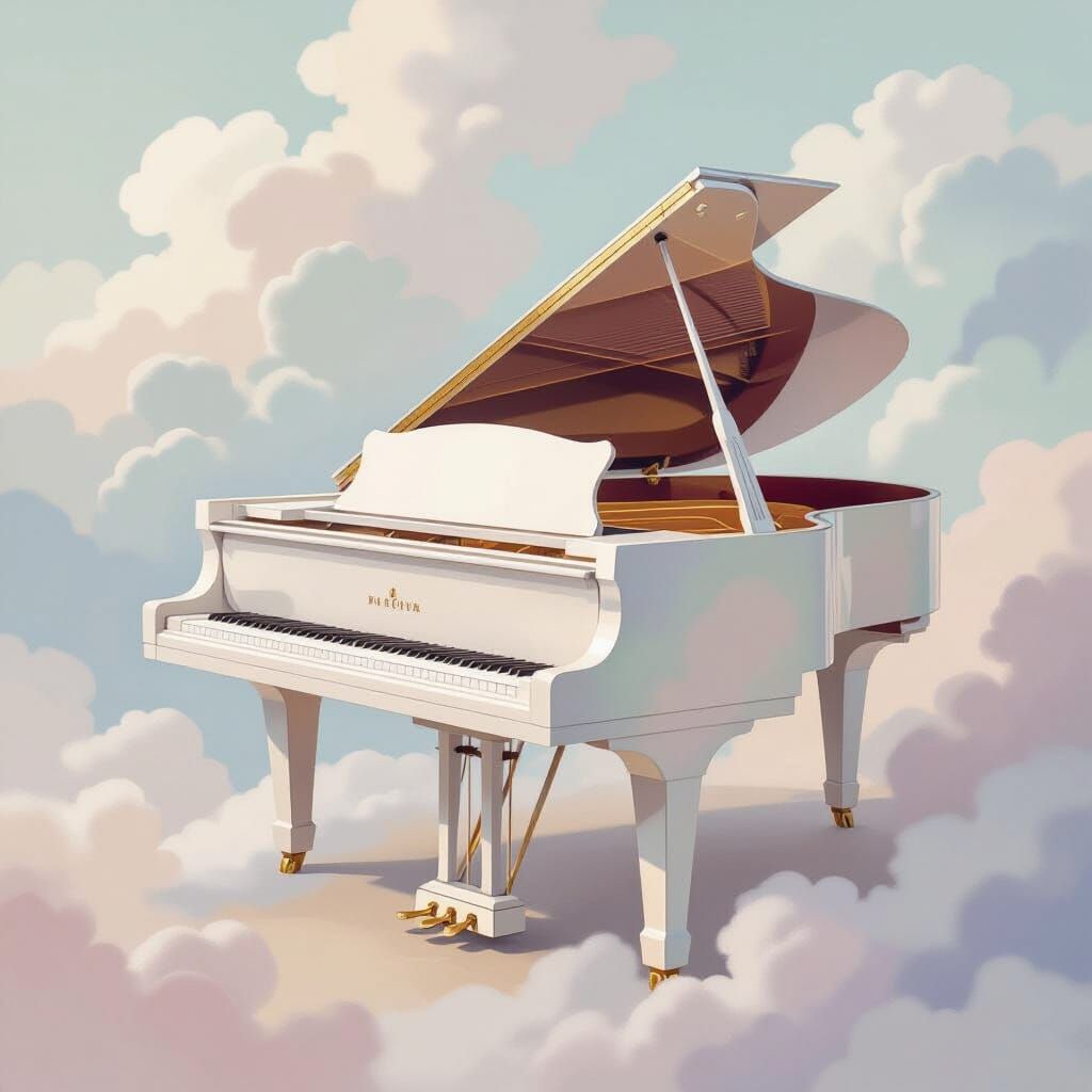 Ethereal Grand Piano in Dreamlike Pastel Painting