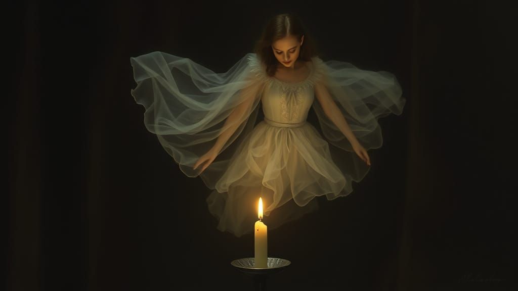 Like a moth, the ghost is irresistibly drawn to a burning candle  by @Welgan Druid