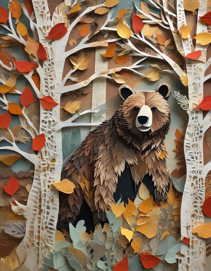 Autumn Collage Bear.