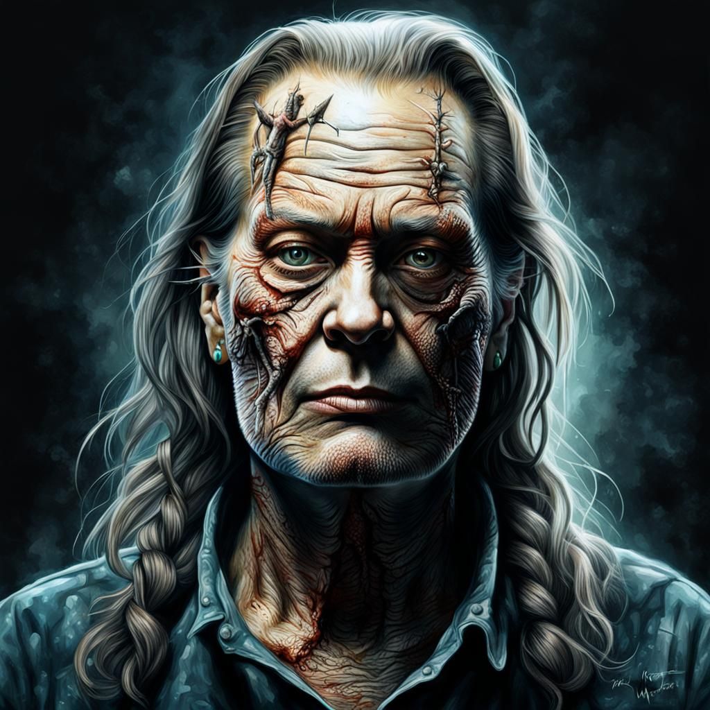 Woman portrait inspired by Greg Nicotero