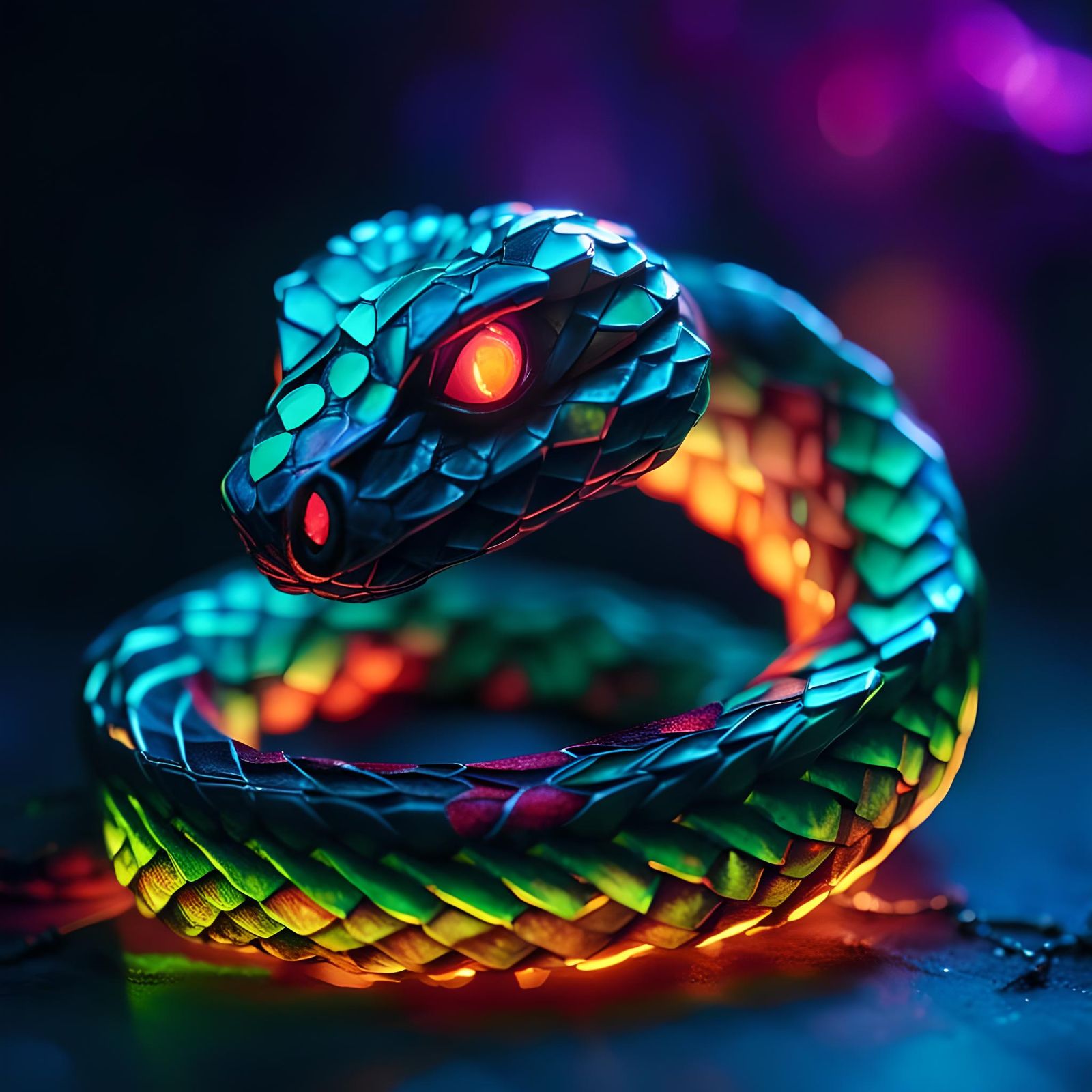Neon Origami Snake  by @The King Of Fine Tuned Loras