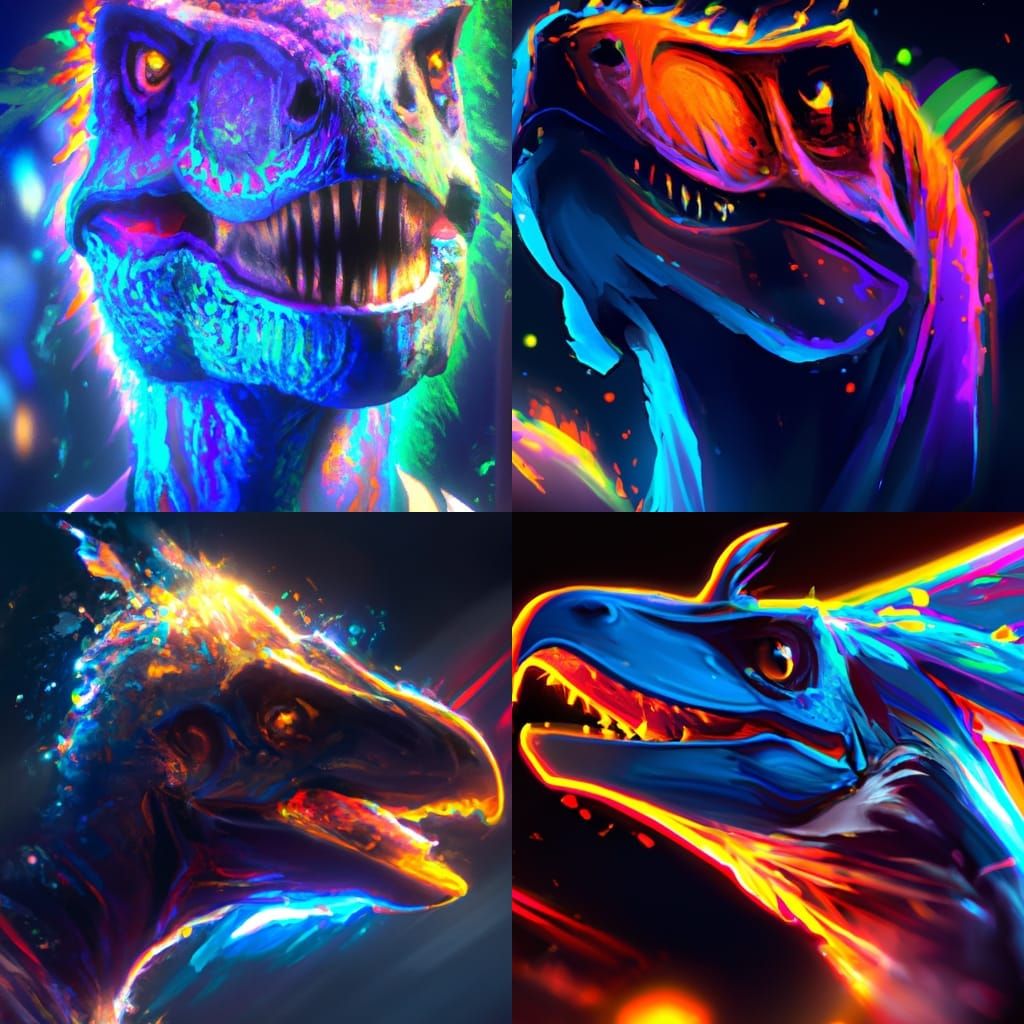 Neon Dinosaur AI Generated Artwork NightCafe Creator