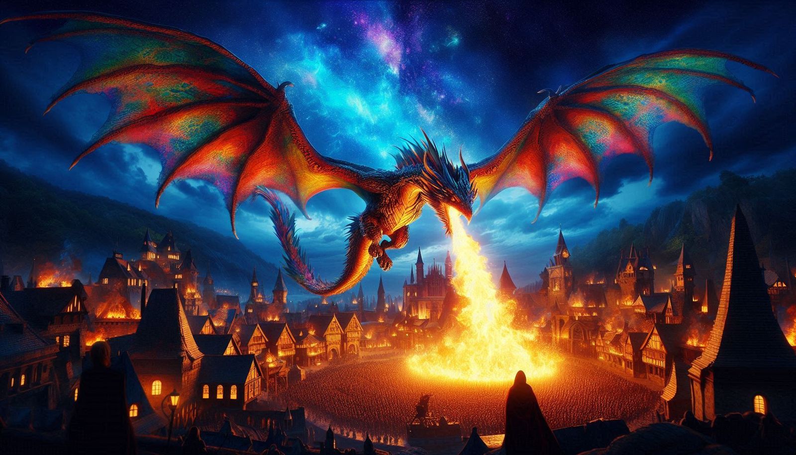 Dragon burning the village