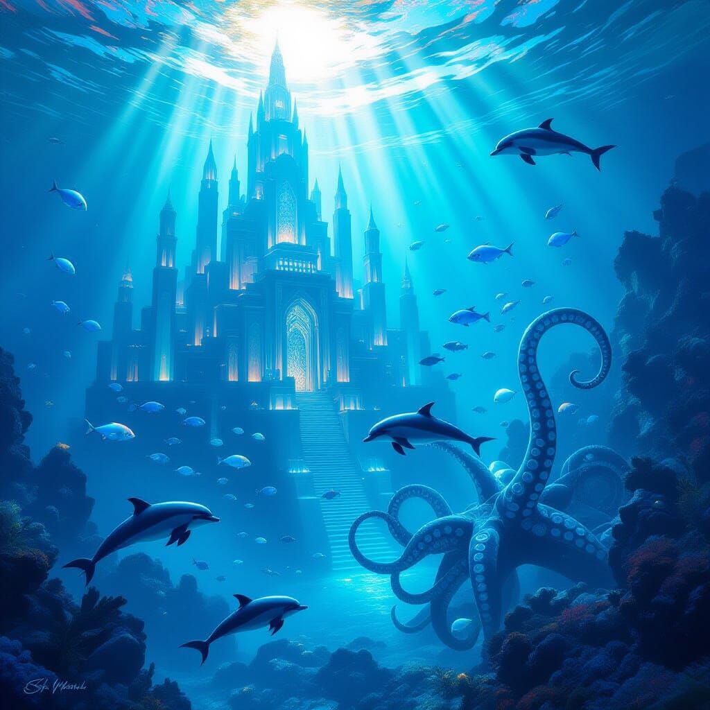 The sunken Atlantis is beautiful, slumbering in the depths of the sea, shining brightly in the sunlight ...  by @S4ED