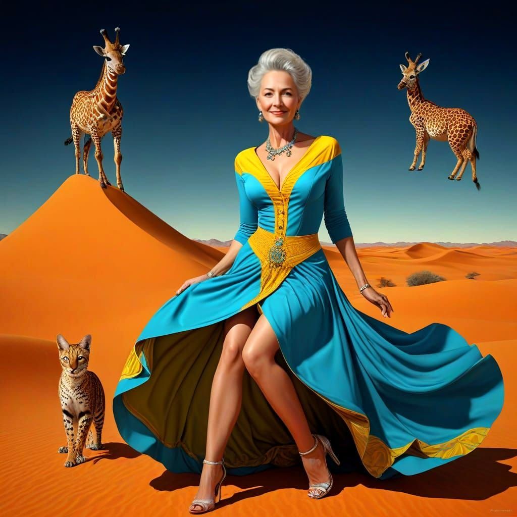 Surreal Portrait of Lady with Fantastic Creatures