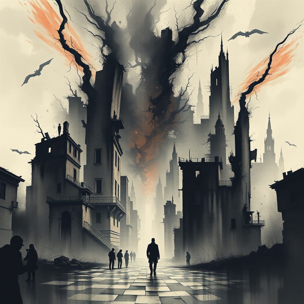 Surreal search for the empty void within an abstract dreamscape of political truth and lies in an alternate ...  by @ByToi