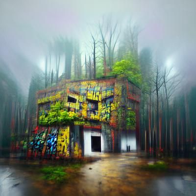 Abandoned building in a forest