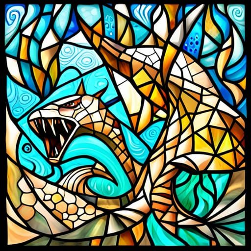 stained glass sea monster - AI Generated Artwork - NightCafe Creator