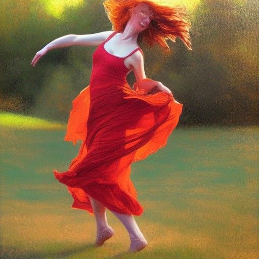 redhead woman dancing