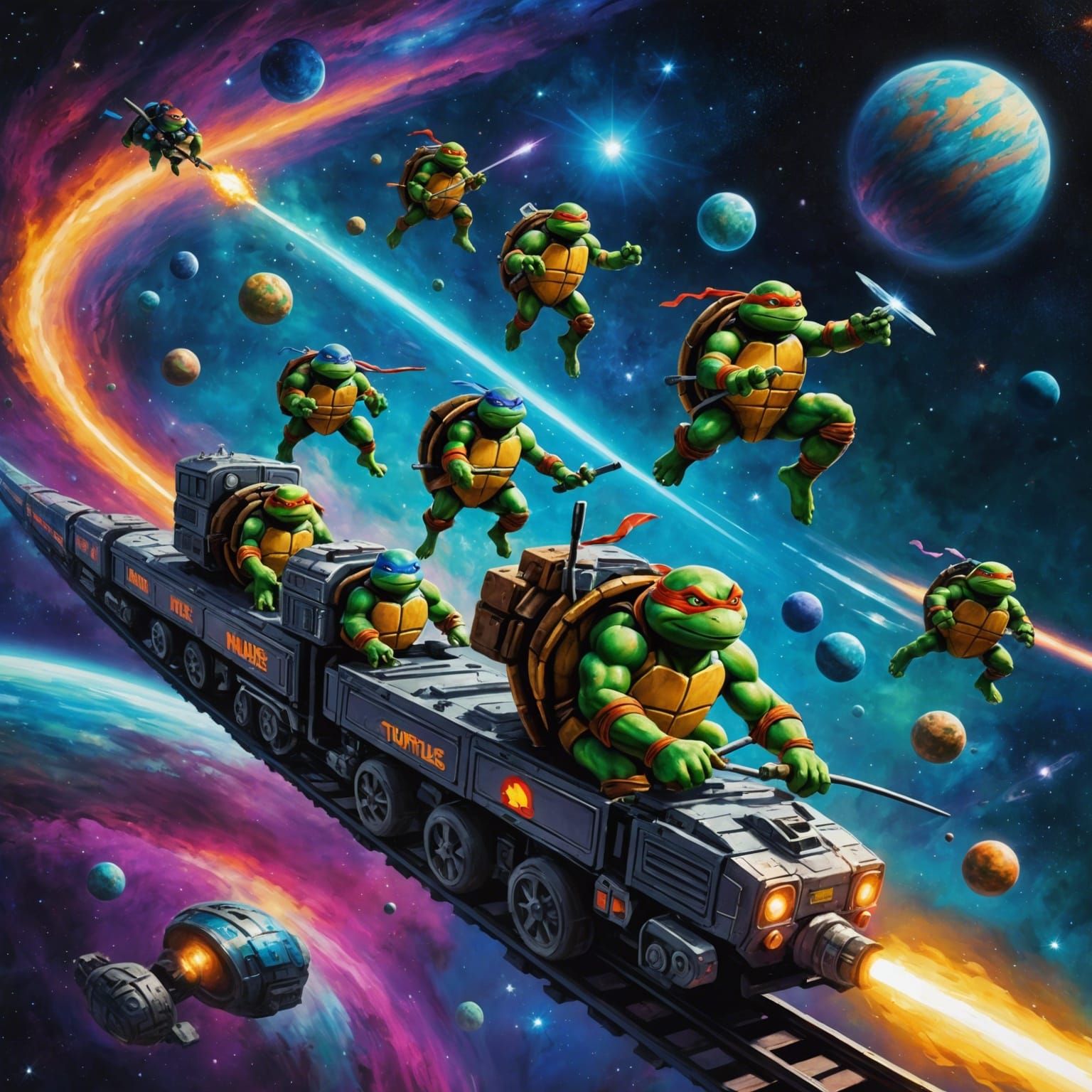 Random Objects in Space maybe... Ninja turtles train galaxy - AI ...