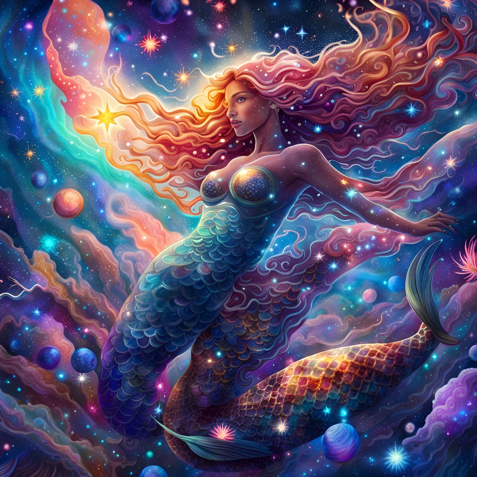 Cosmic mermaid - AI Generated Artwork - NightCafe Creator