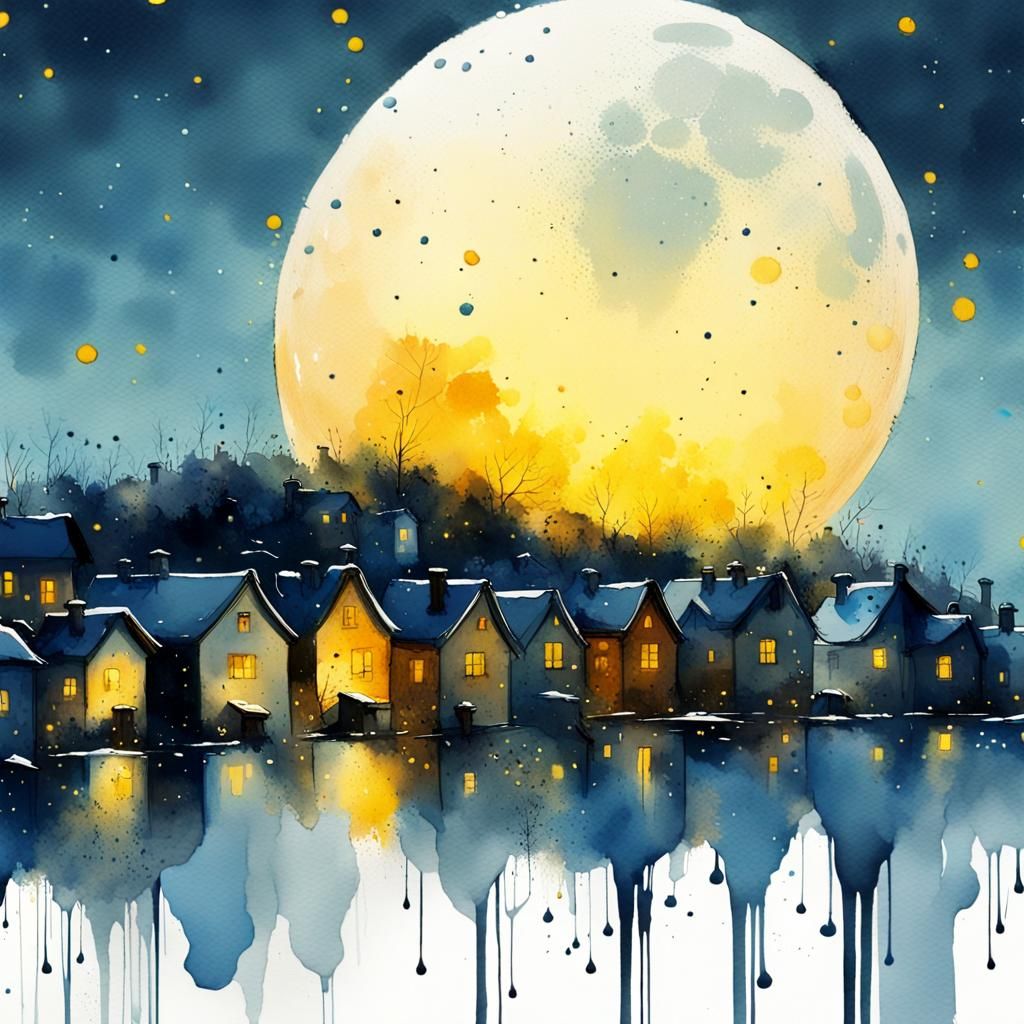 Tiny Village under the Moon.