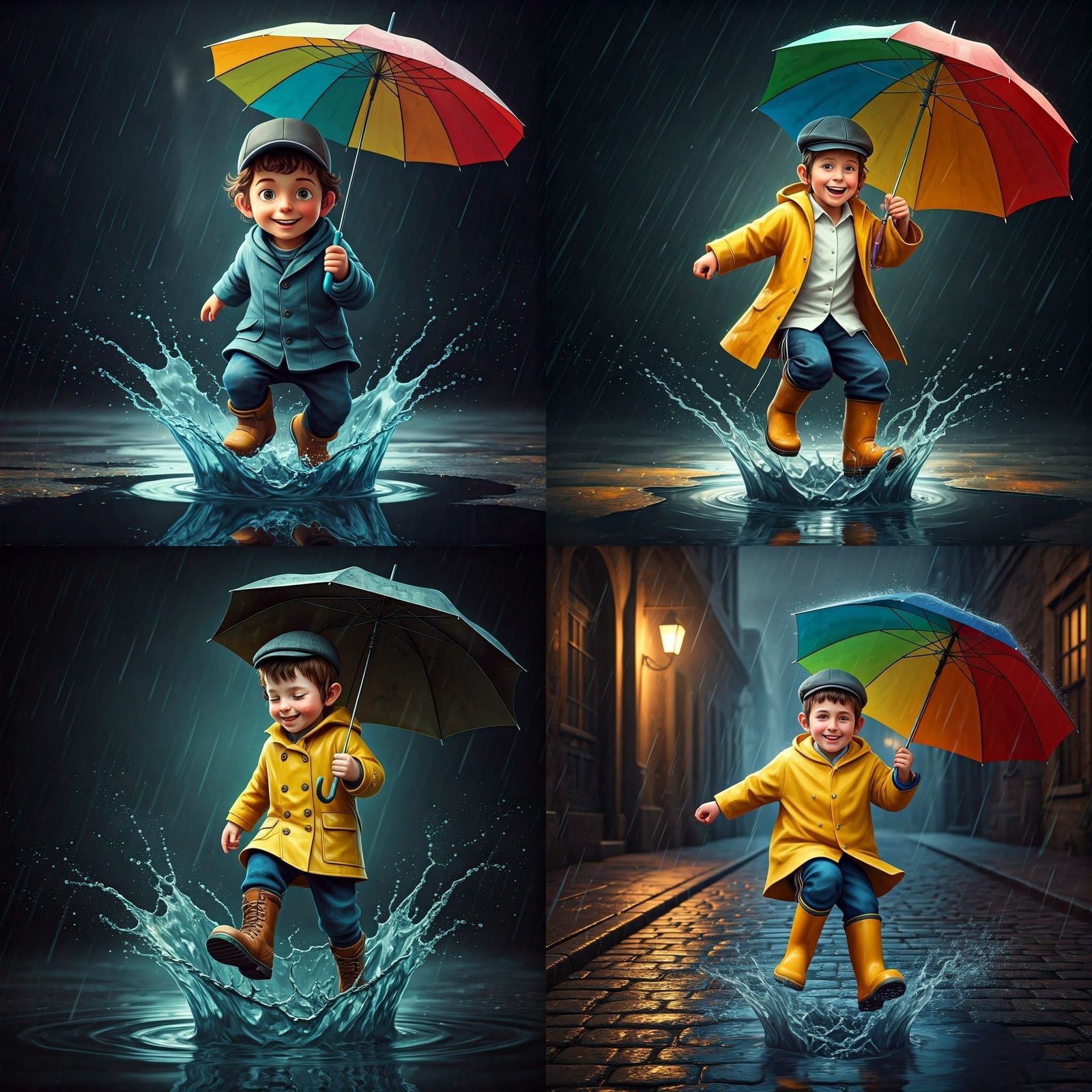 Boy Jumping in Puddle: 3D Game Cinematic Graphics