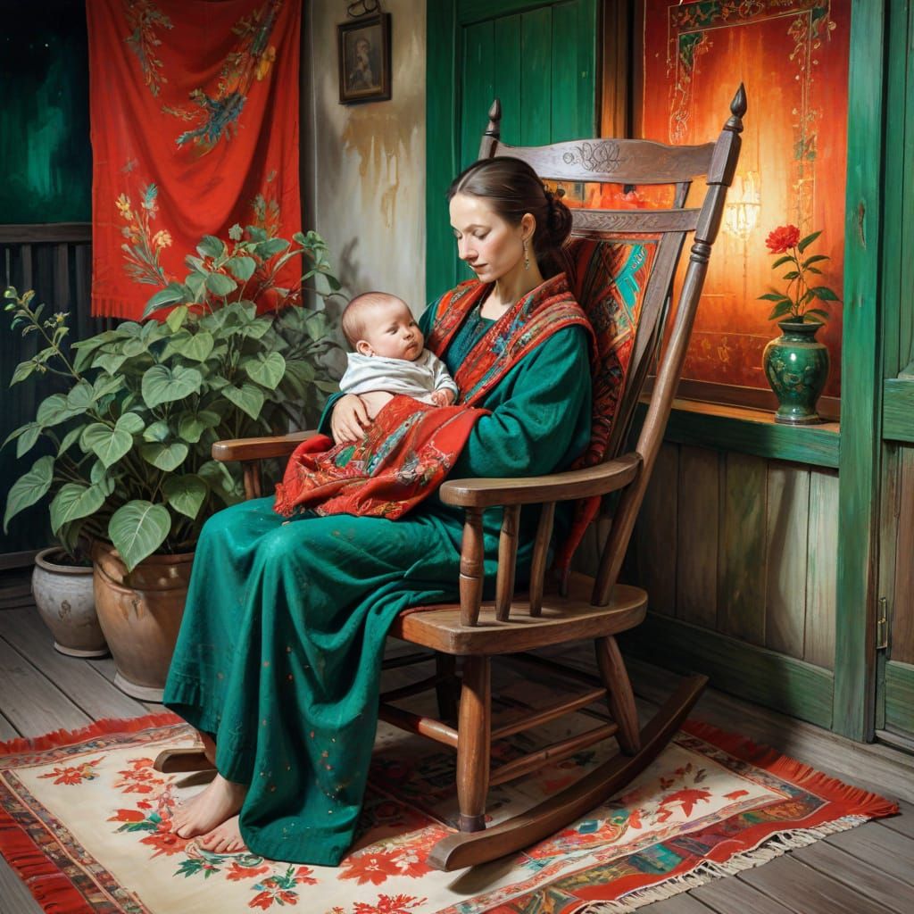 Mother and child on rocking chair   by @Somei