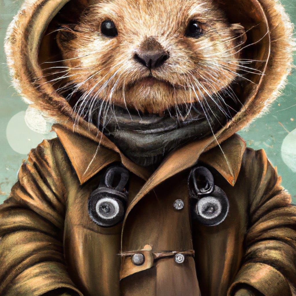 Otter wearing a trenchcoat false