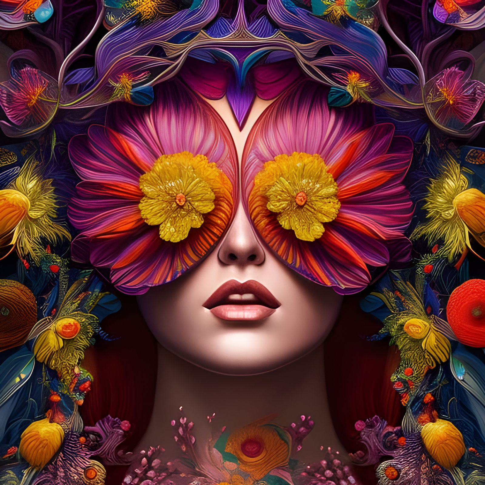 Blindfolded with flowers - AI Generated Artwork - NightCafe Creator