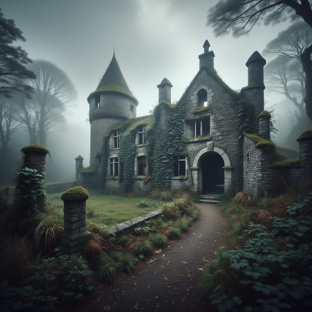 <lora:Abandoned for Flux:1.0>Abandoned castle.