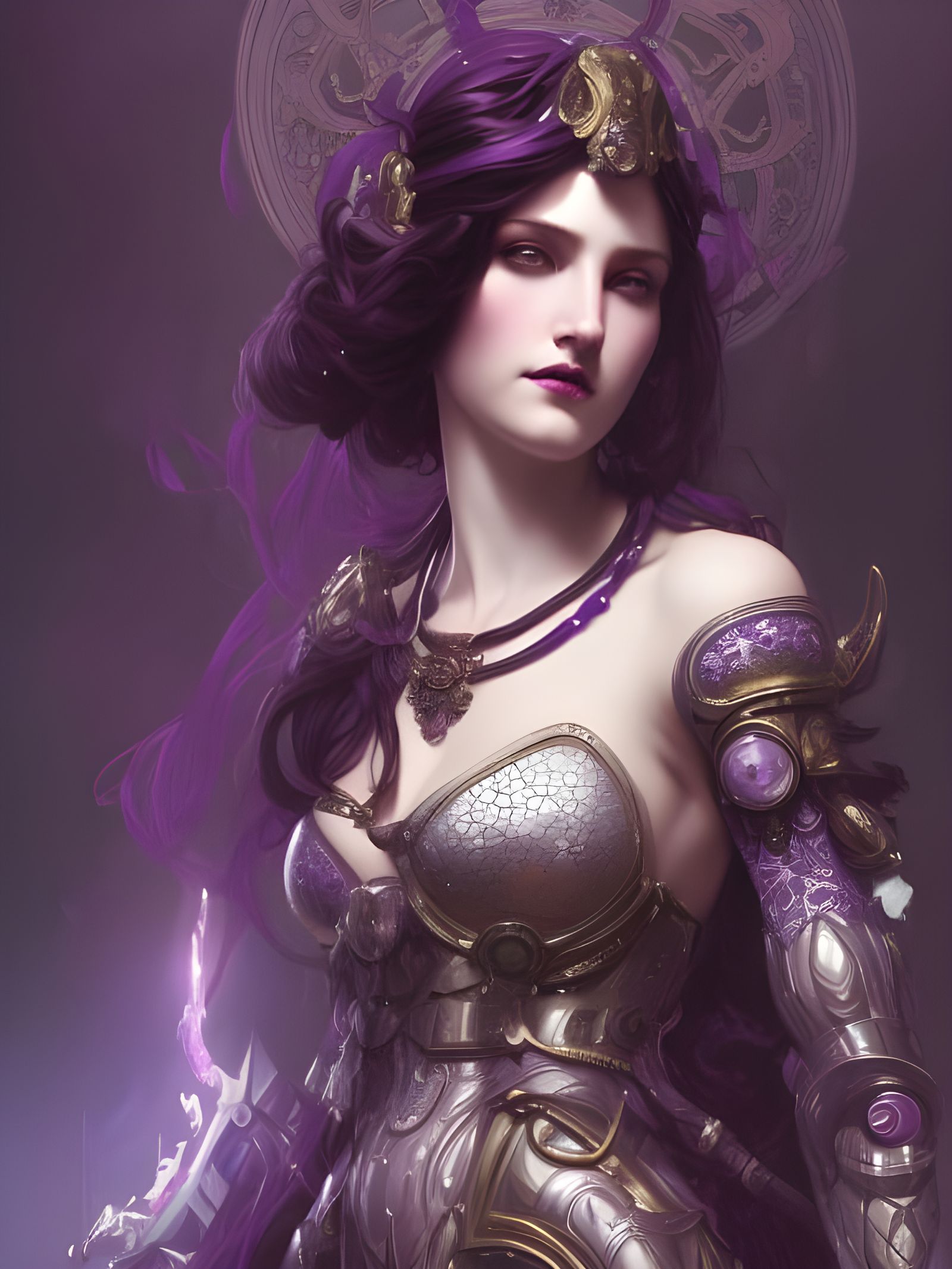 Gothic Girl Portrait with Ornate Armor, Trending Artstation