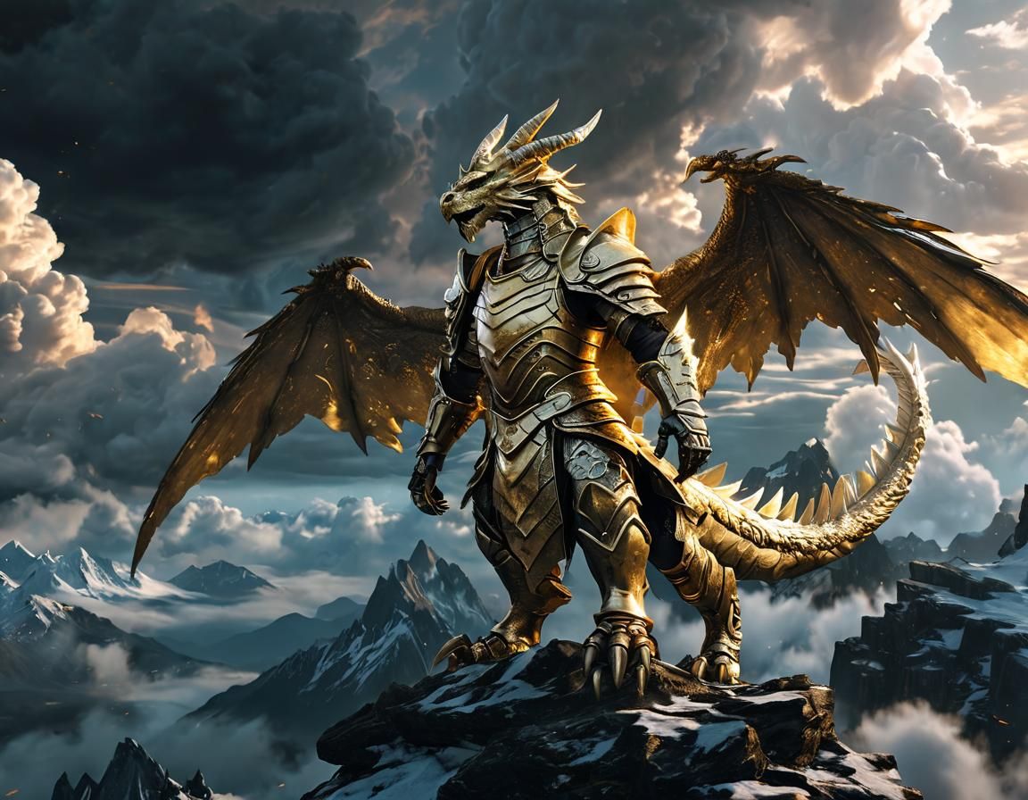 epic celestial seraphim dragonborn paladin, dungeons and dragons character