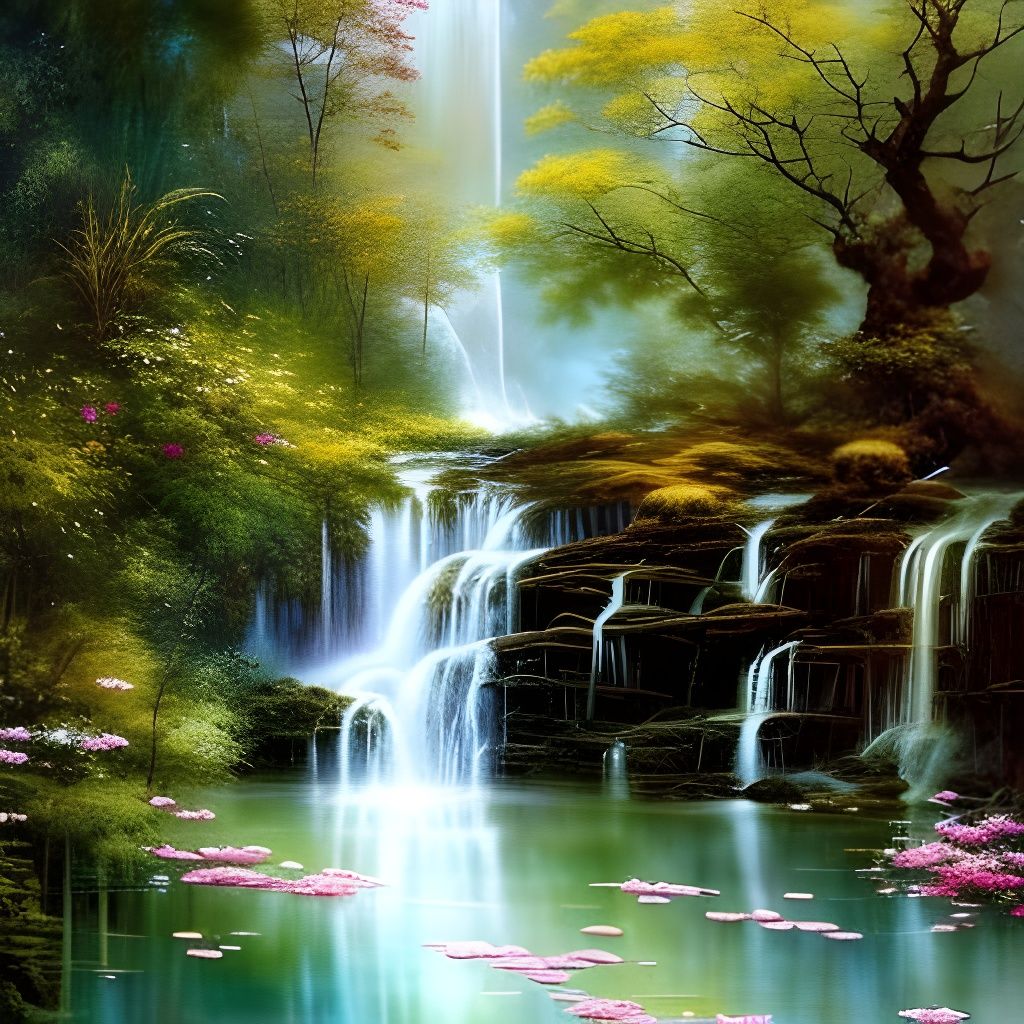 Waterfall - AI Generated Artwork - NightCafe Creator