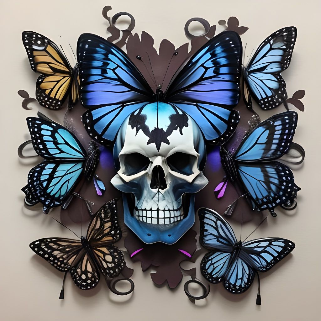 Butterfly Skull: AI-Generated Macabre Art