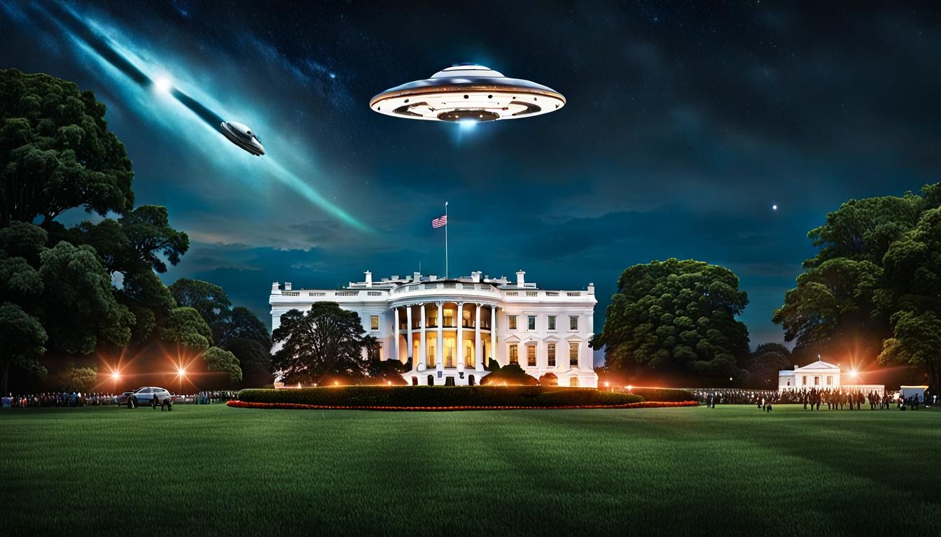 Large UFO Mothership floating over the White House in Washin...
