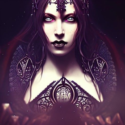 Gothic Queen in Dark Fantasy Art Nouveau Style