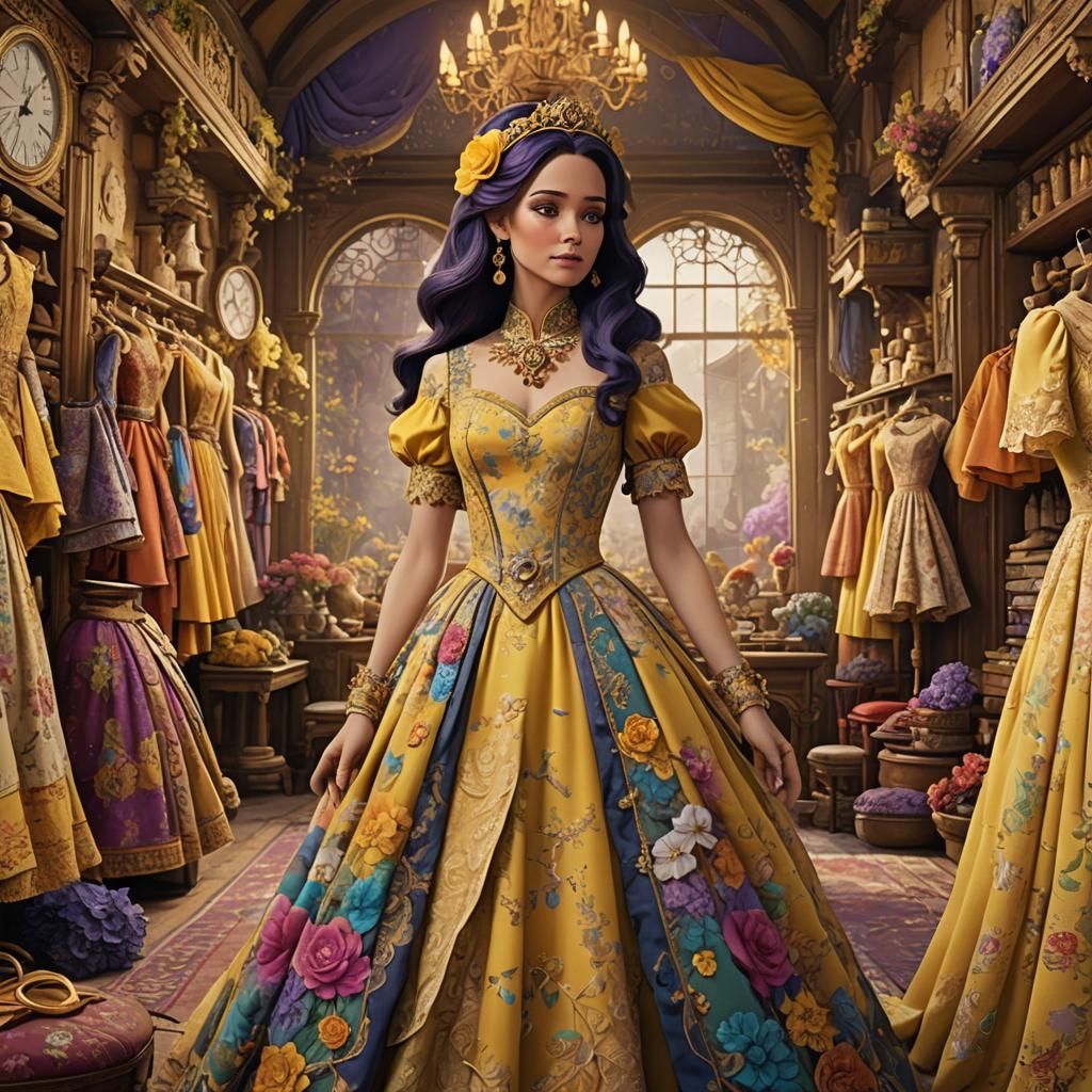 Rarity modeling a yellow, spring dress in her boutique My Little Pony Friendship is Magic