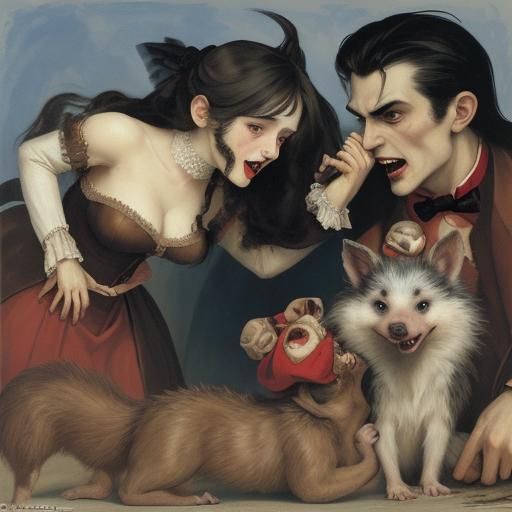 The hedgehog and two big dogs tried to take the kozinaki fro...