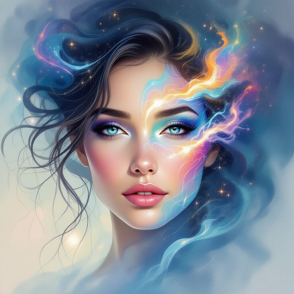 Nebula Woman: Cosmic Airbrush Art