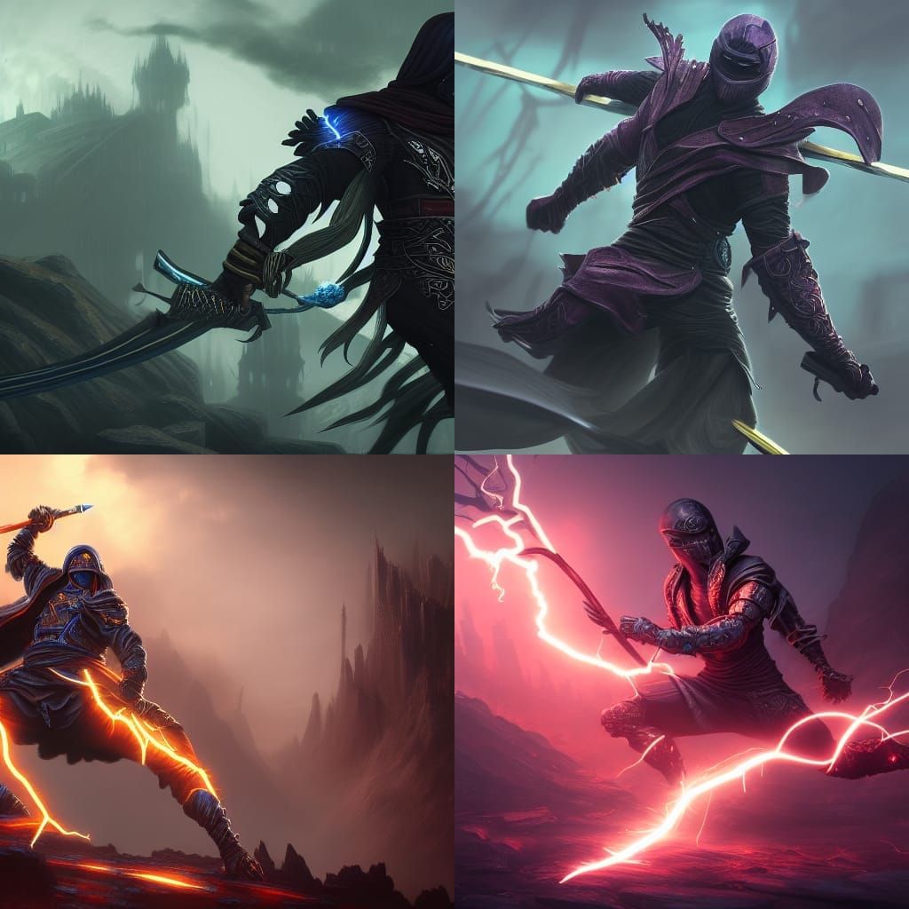 ninja wielding lightning