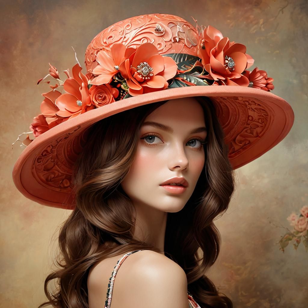 A beautiful coral derby style hat  by @Karrisa