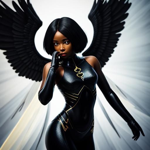 Black female angel with wings