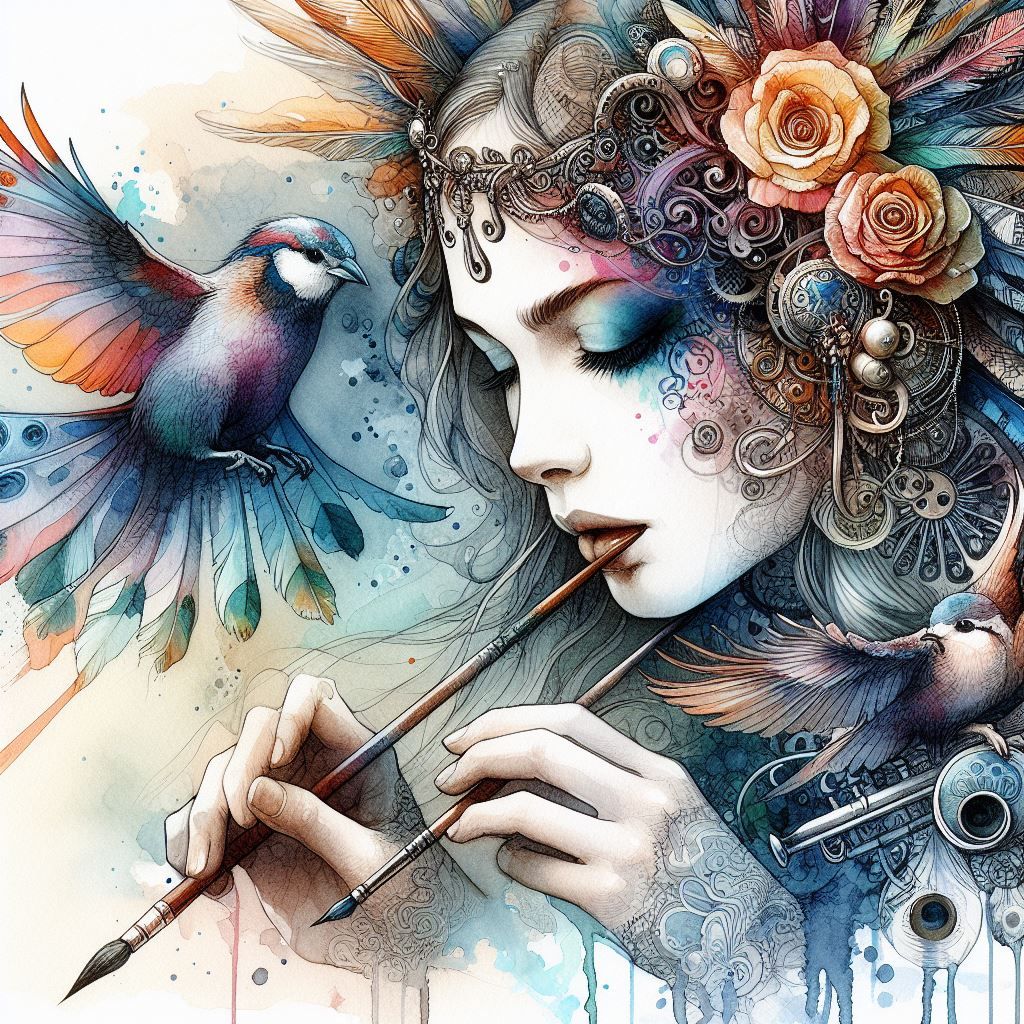 (Artist mix test Dall-e 3) watercolor by Marc Allante :: Camilla d’Errico :: Dave White :: Carne Griffiths