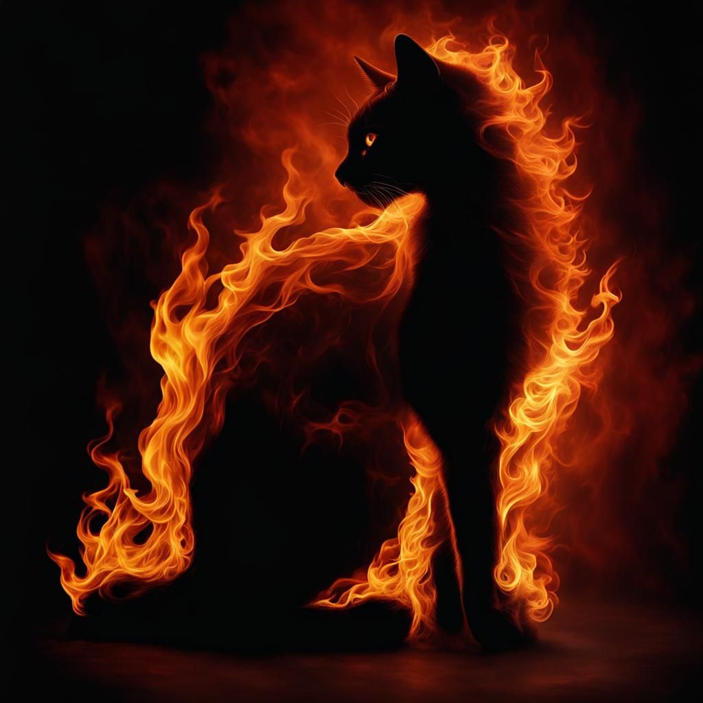 "Furrglow Flicker: The Pyrocat's Illuminated Prowess"  by @Mark_Loves_Coffee_
