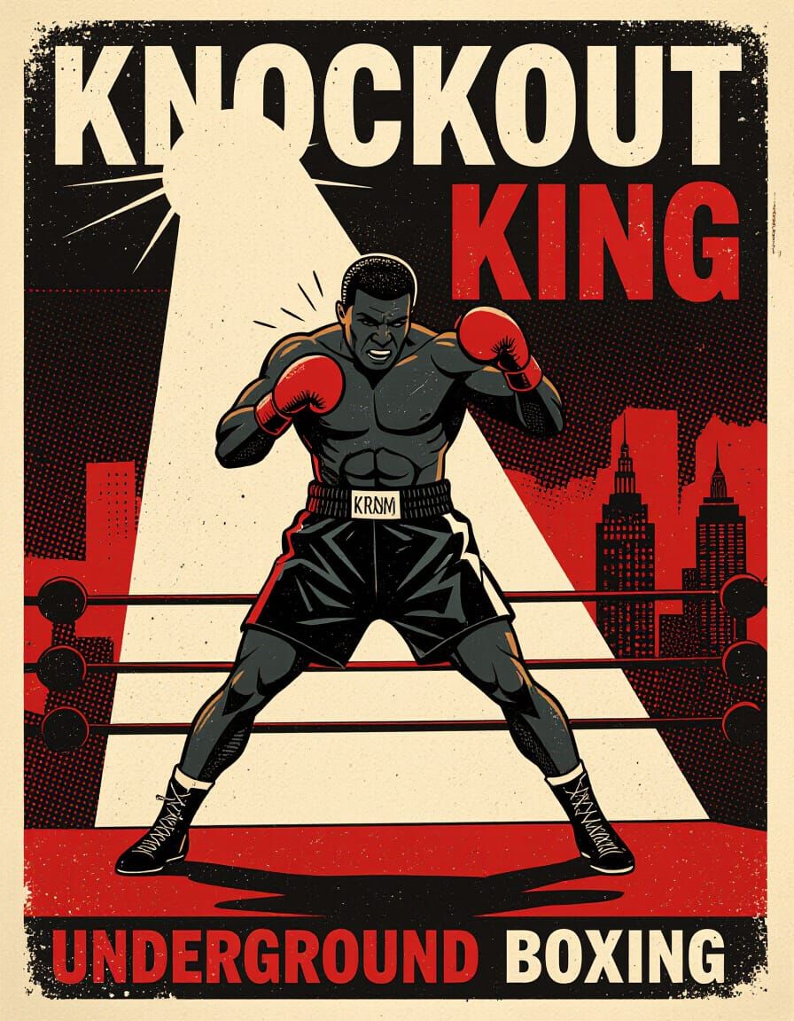 Knockout King | Underground Boxing | 1956  by @AdvanceBegginerAIGenerator