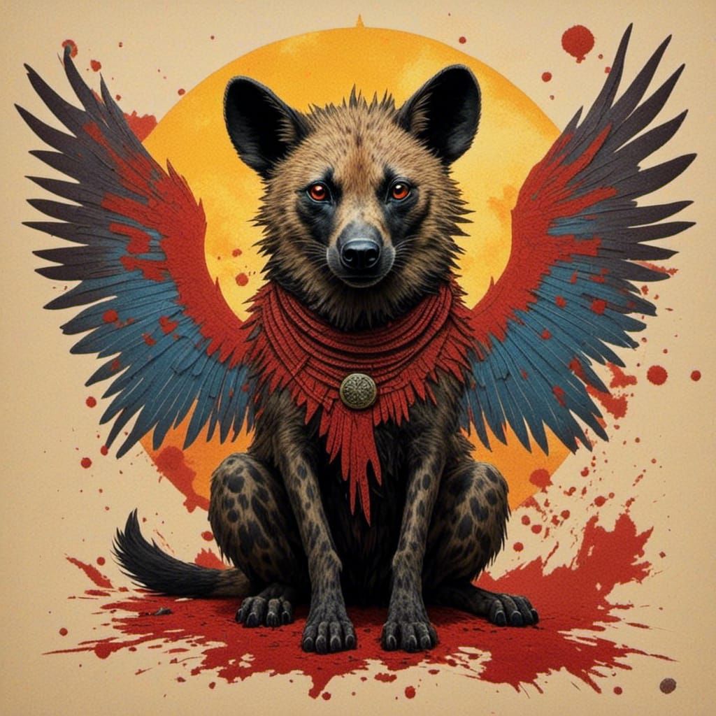 <lora:Ravens Sun:1.0> Hyena with wings 