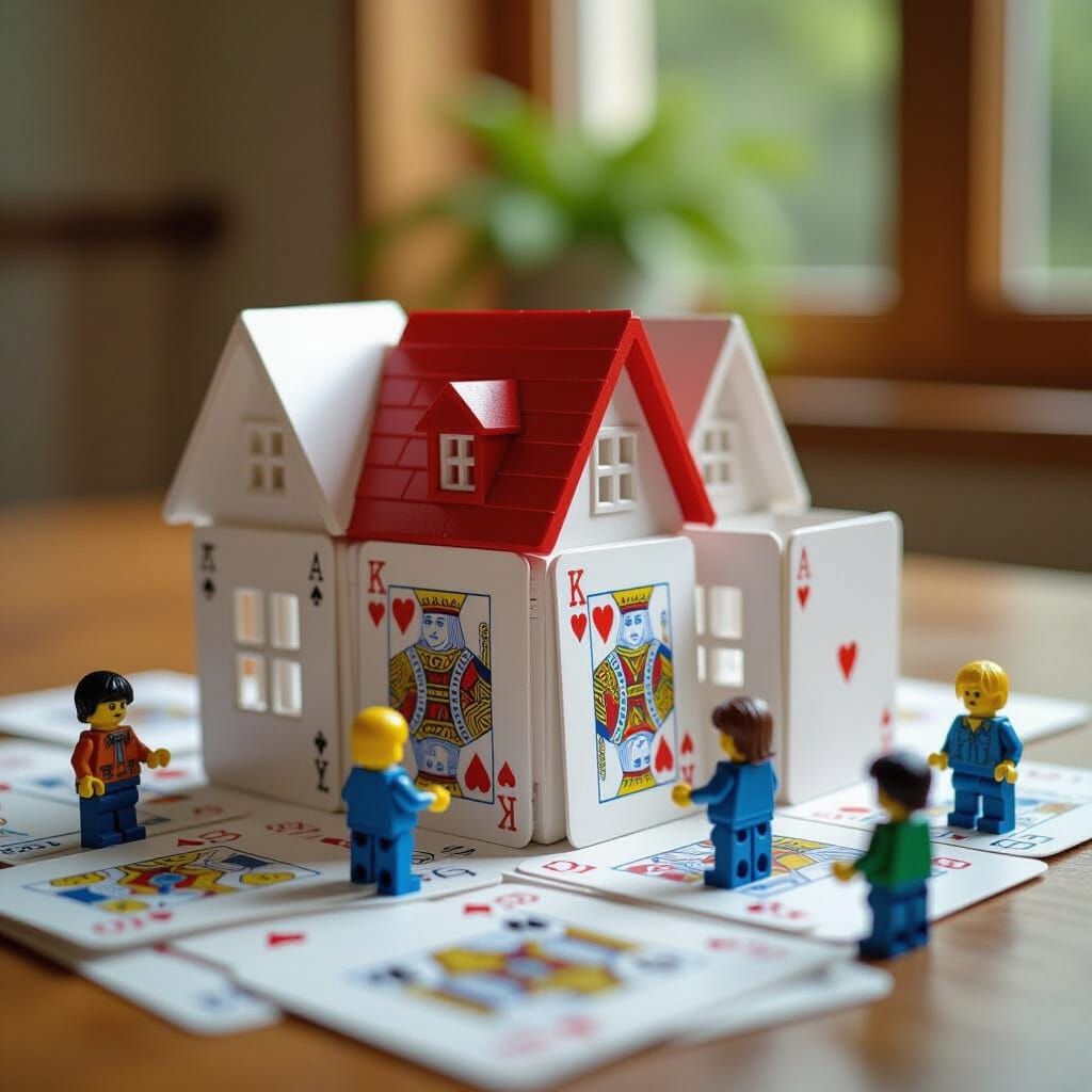  Lost Imaginative Concepts. playing card houses. Lego people. macro photography  by @Salamander_Shelly