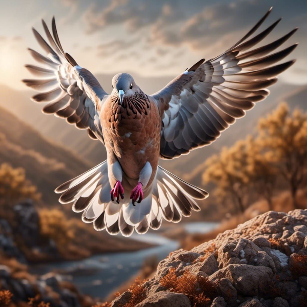<lora:realistic animals:1.0> hyper realistic and ultra detailed close-up photography of a sublime hyper realistic dove, the motion blur of i...