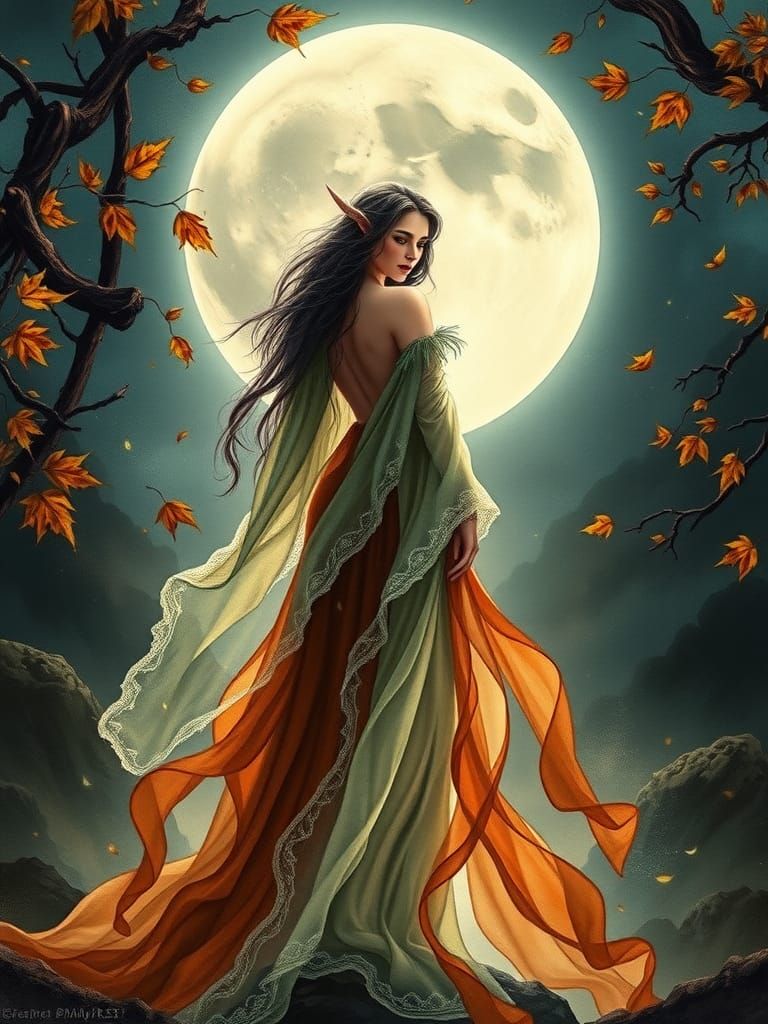 Celtic Goddess of the Hunt, Moon, and Forest AI Generated Artwork