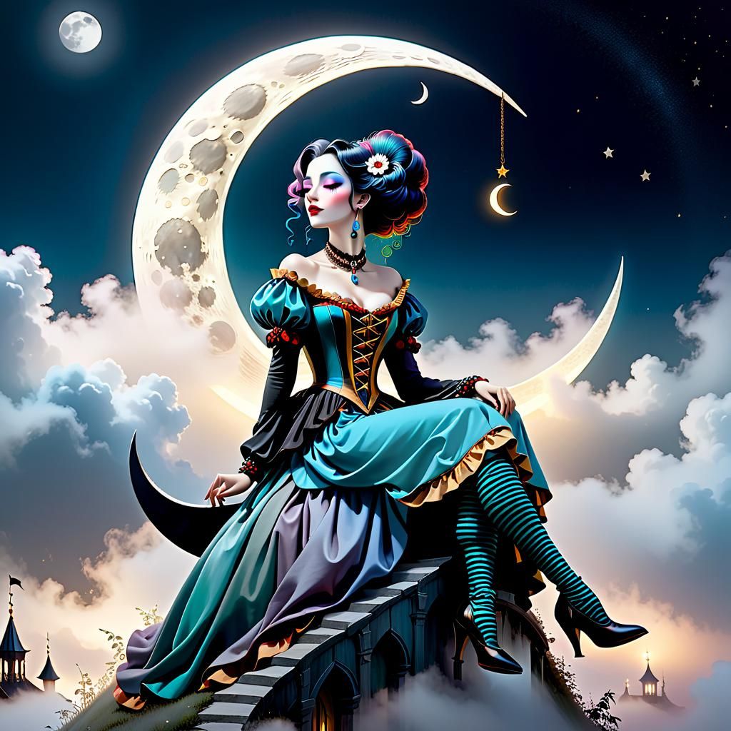 Dedicated to fantastic Yumi, who loves Comedia d'ell Arte: Colombine waiting for Harlequin  by @Bubble