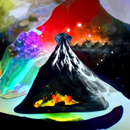 Cosmic Volcanoes: Holographic Astral Illustration