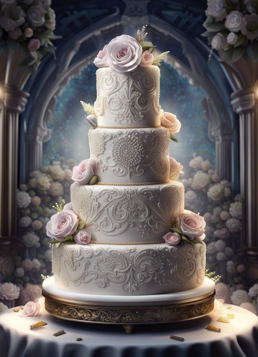 Wedding Cake, frostingcore, sprinklepunk, delicious, decadent, luxurious, beautifully stunning, awe inspiring, ...  by @Chaos_Theory
