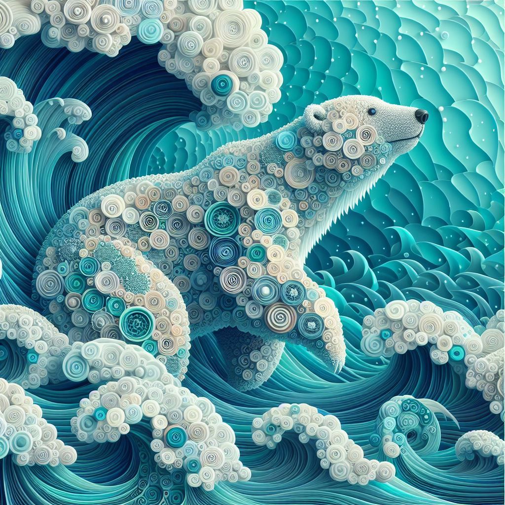 Paper layering & Quilling Fractal Polar BEar