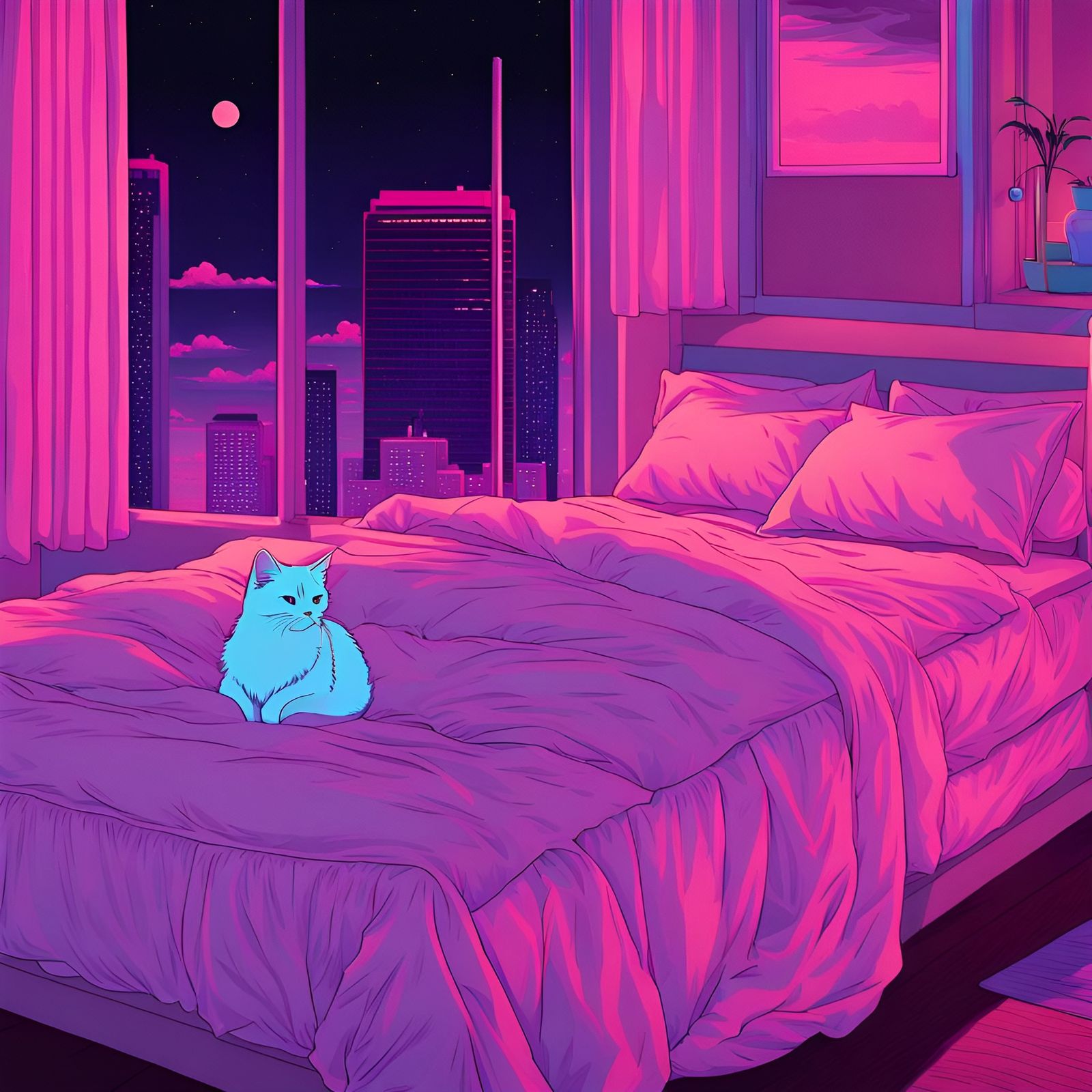 vaporwave kitty - AI Generated Artwork - NightCafe Creator