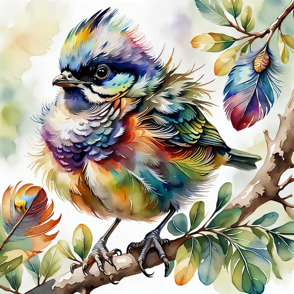 Colorful Watercolor Bird - Ai Generated Artwork - Nightcafe Creator