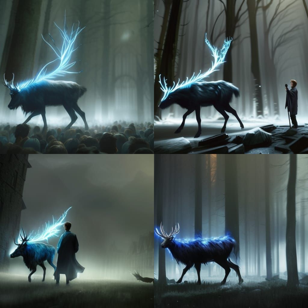 Whimsical Harry Potter Stag Patronus Fan Art 3d Shadowbox Acrylic Painting Using Glass hotsell and Layers